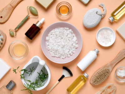 istockphoto-1141698953-612×612 Spa beauty products for body and face home skin care, view from above on various spa treatment stuff, flat lay arrangement